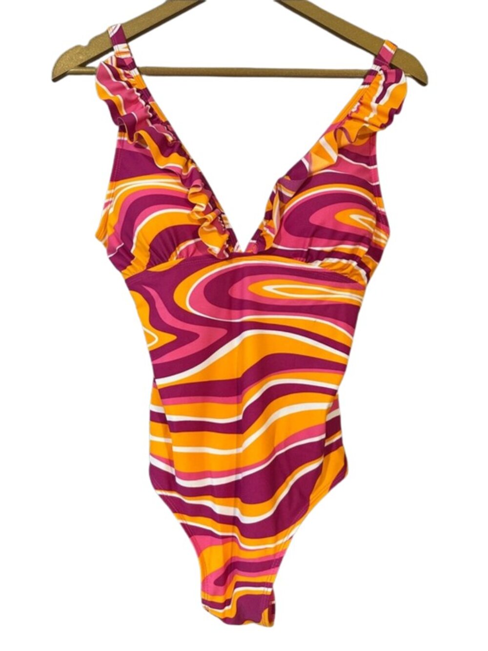NWT Serra Retro Swirl One Piece Swimsuit Size Medium Pink Orange